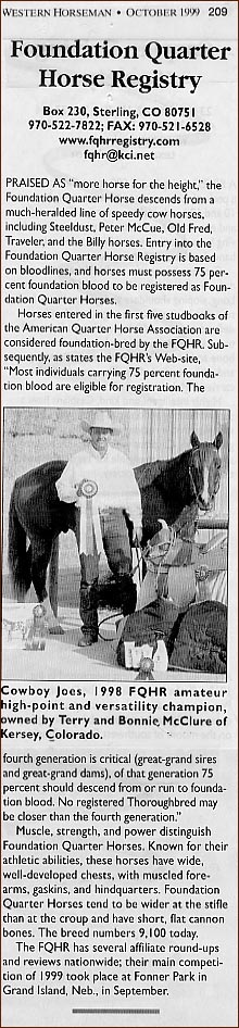 Terry & Cowboy Joes in the Western Horseman